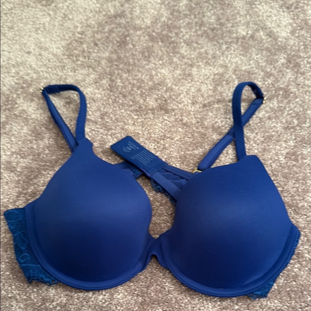 Soma Deep Blue Lace Accent Bra